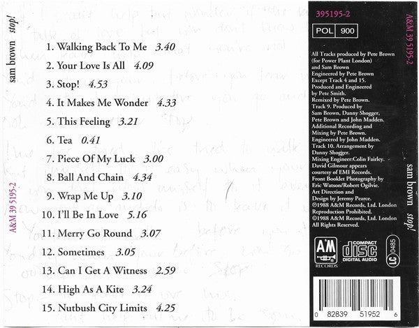 Sam Brown : Stop! (CD, Album)