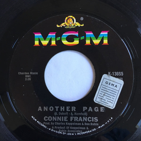 Connie Francis : Another Page (7", Single)