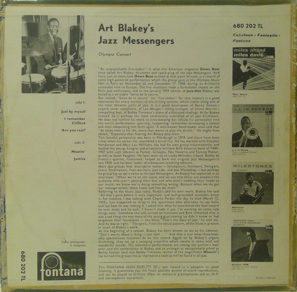Art Blakey & The Jazz Messengers : Olympia Concert (LP, Album)