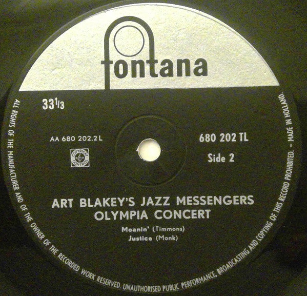 Art Blakey & The Jazz Messengers : Olympia Concert (LP, Album)