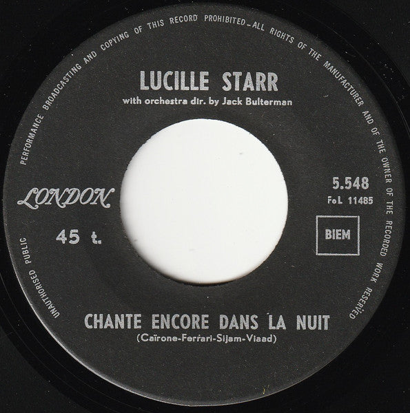 Lucille Starr : Chante Encore Dans La Nuit (7", Single)