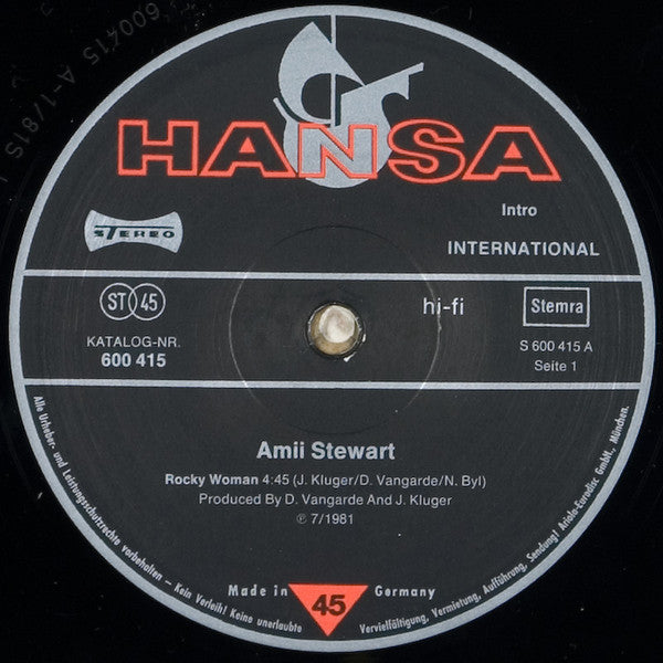 Amii Stewart : Rocky Woman / Busy Busy Man (12", Single)