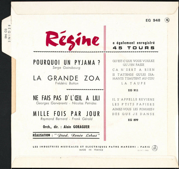 Régine : Pourquoi Un Pyjama (7", EP)