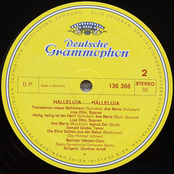 Berliner Händel-Chor, Radio-Symphonie-Orchester Berlin, Günther Arndt : Halleluja... Halleluja (Berühmte Chöre) (LP, NO )