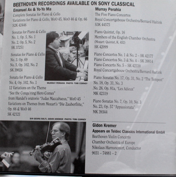 Ludwig Van Beethoven / Georg Solti, Emanuel Ax, Pamela Frank, Gidon Kremer, Yo-Yo Ma, Murray Perahia, London Symphony Orchestra : Ludwig Van B. - Immortal Beloved (Original Motion Picture Soundtrack) (CD, Comp)