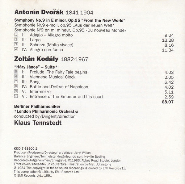 Antonín Dvořák, Zoltán Kodály - Berliner Philharmoniker, London Philharmonic Orchestra, Klaus Tennstedt : Symphony No. 9 "From The New World" - Háry János - Suite (CD, Comp)