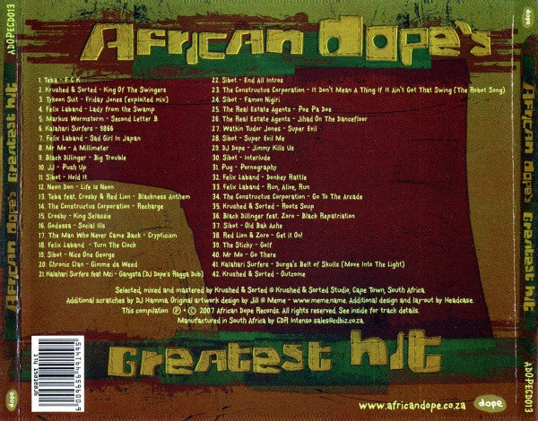 Various : African Dope's Greatest Hit (CD, Comp, Mixed)