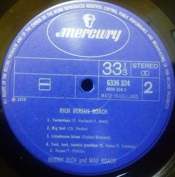 Buddy Rich And Max Roach : Rich Versus Roach (LP, Album)