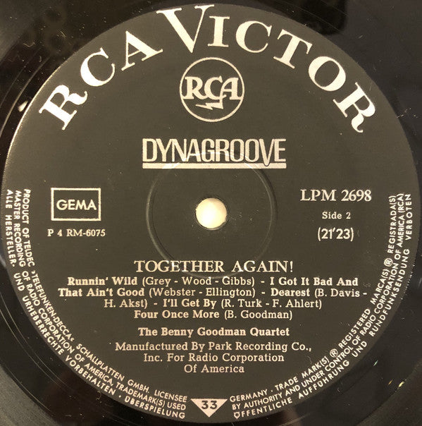 The Benny Goodman Quartet : Together Again! (LP, Album, Mono)