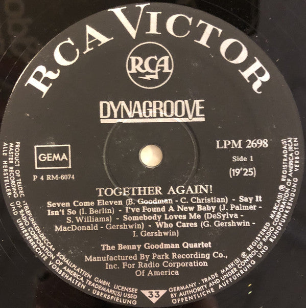 The Benny Goodman Quartet : Together Again! (LP, Album, Mono)