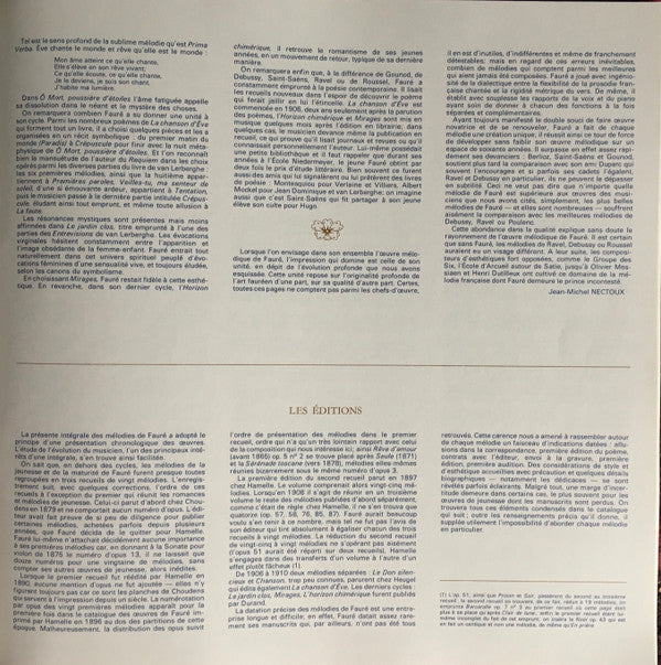 Gabriel Fauré, Gérard Souzay • Elly Ameling, Dalton Baldwin : Mélodies (5xLP + Box)