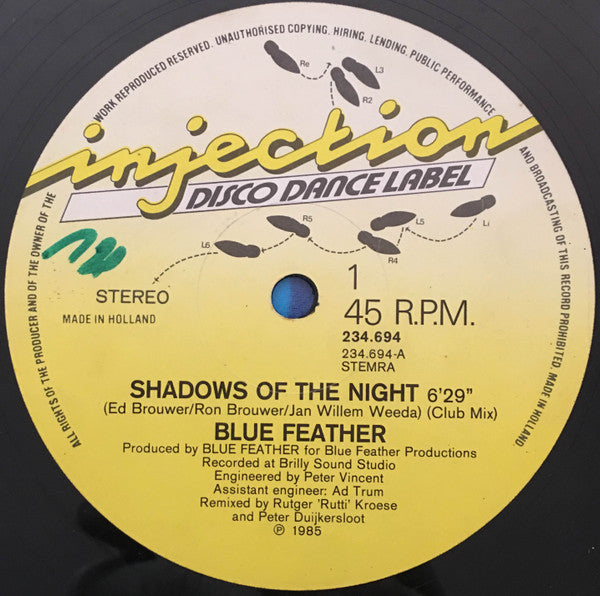 Blue Feather : Shadows Of The Night (Club Mix) (12", Maxi)