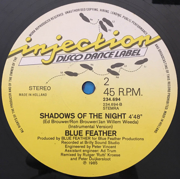 Blue Feather : Shadows Of The Night (Club Mix) (12", Maxi)