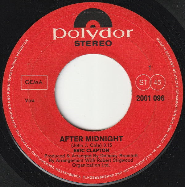 Eric Clapton : After Midnight (7", Single)