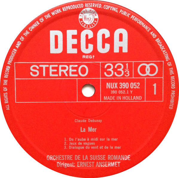 Claude Debussy / Maurice Ravel - Ernest Ansermet Conducting L'Orchestre De La Suisse Romande : La Mer / Prelude A L'Apres-Midi D'un Faune / Rapsodie Espagnole (LP, Album)