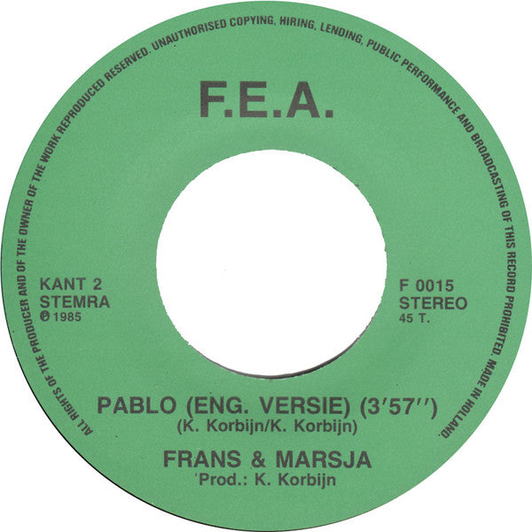 Frans & Marsja : Pablo (7", Single)