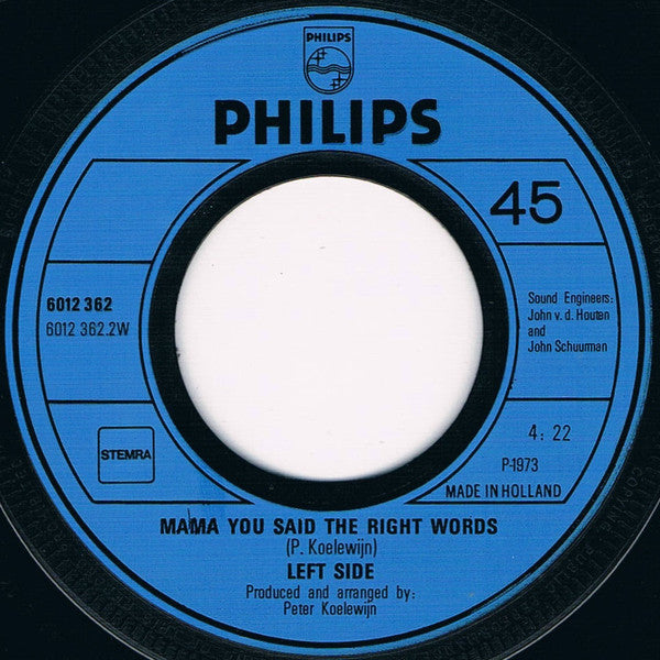 Left Side : (Like A) Locomotion / Mama You Said The Right Words (7", Single)