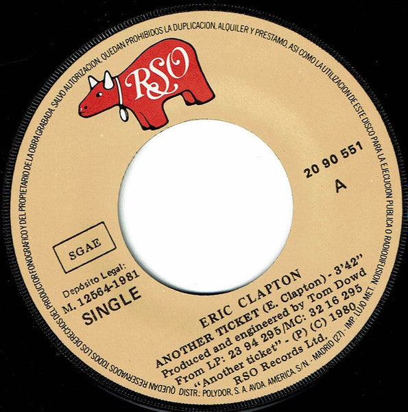 Eric Clapton : Another Ticket = Otro ticket - Version Corta (7", Single)