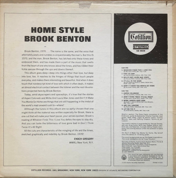 Brook Benton : Home Style (LP, Album, CTH)