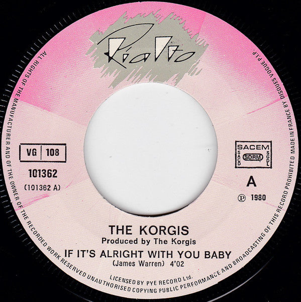 The Korgis : If It's Alright With You Baby (7", Single)