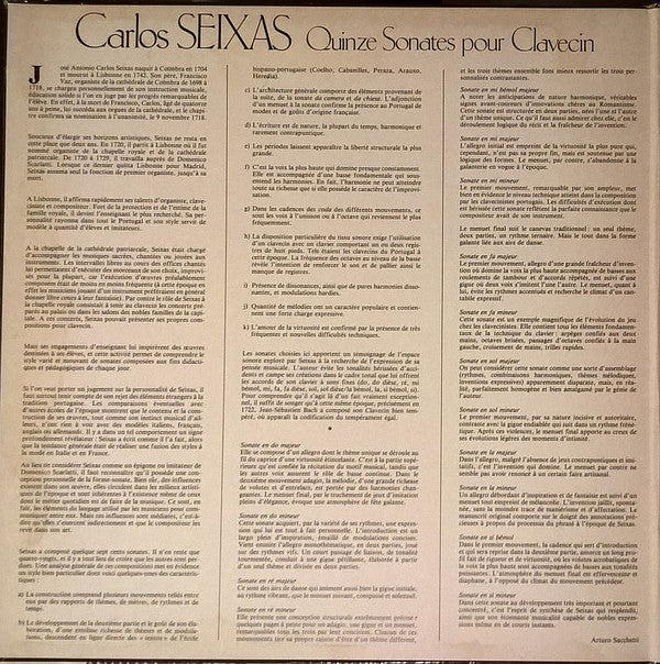 Carlos Seixas, Arturo Sacchetti : Quinze Sonates Pour Clavecin (LP, Album, Gat)