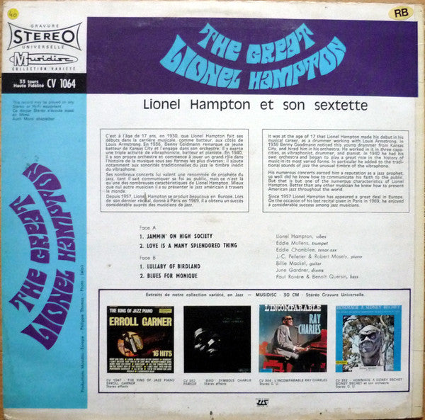 Lionel Hampton And His Sextet : The Great Lionel Hampton (LP, RE)