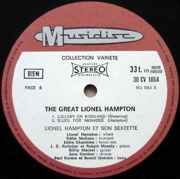 Lionel Hampton And His Sextet : The Great Lionel Hampton (LP, RE)
