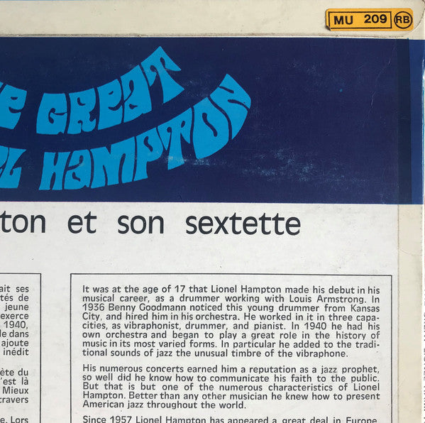 Lionel Hampton And His Sextet : The Great Lionel Hampton (LP, RE)