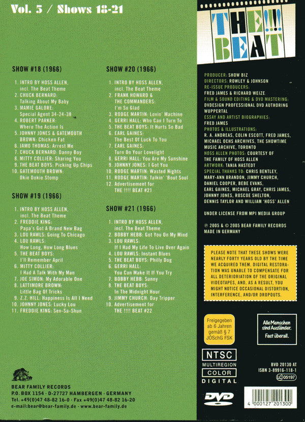 Various : The !!!! Beat (Vol. 5 / Shows 18 to 21) (DVD-V, Comp, NTSC)