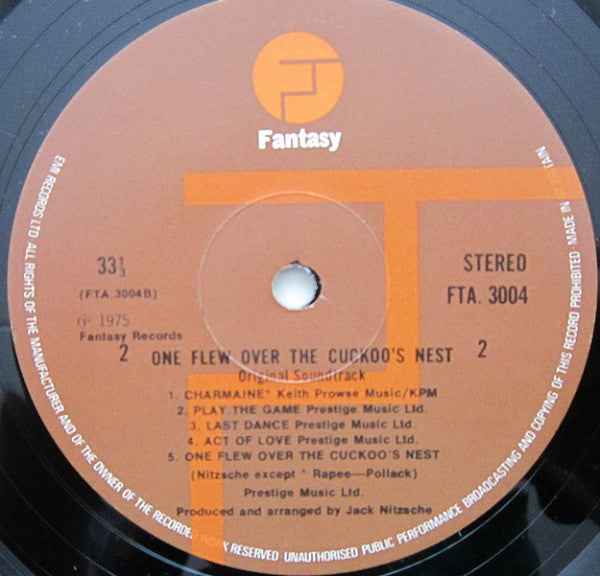 Jack Nitzsche : Soundtrack Recording From The Film : One Flew Over The Cuckoo's Nest (LP, Gat)