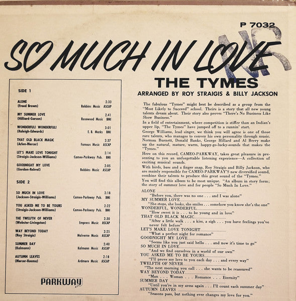 The Tymes : So Much In Love (LP, Album, Mono)