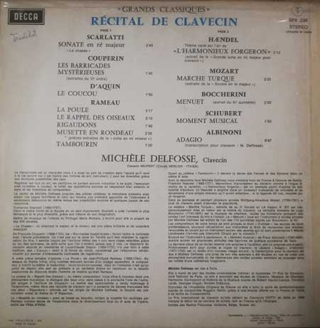 Michèle Delfosse : Récital De Clavecin: Scarlatti, Rameau, Handel, Boccherini, Albinoni (LP, Album)