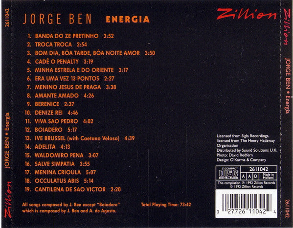 Jorge Ben : Energia (CD, Comp, RE, AAD)