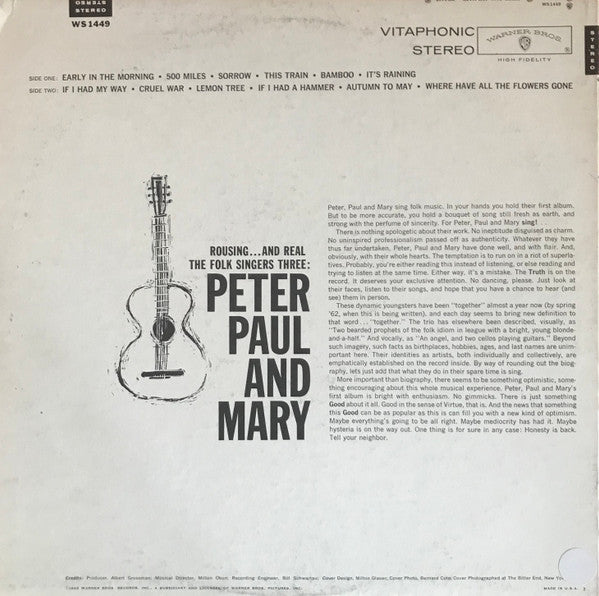 Peter, Paul And Mary* : Peter, Paul And Mary (LP, Album, RP, Ter)