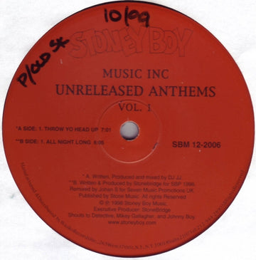 Music Inc (2) : Unreleased Anthems Vol. 1 (12")