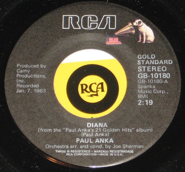 Paul Anka : Diana / Put Your Head On My Shoulder (7", RE)