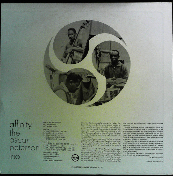 The Oscar Peterson Trio : Affinity (LP, Album, RE)