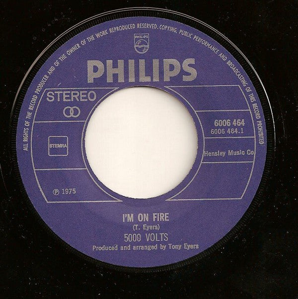 5000 Volts : I'm On Fire (7", Single)