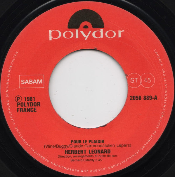 Herbert Léonard : Pour Le Plaisir (7", Single)