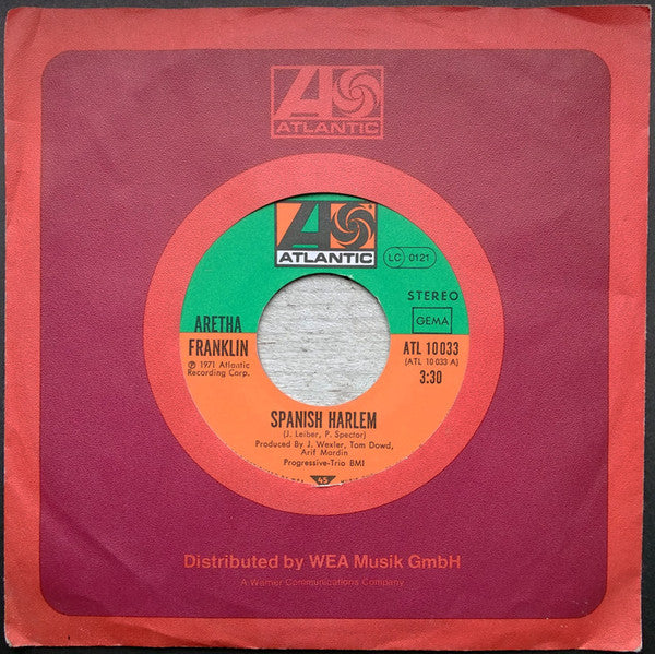 Aretha Franklin : Spanish Harlem / Lean On Me (7", Single, RP)