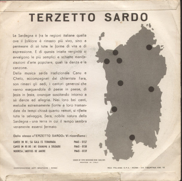 Terzetto Sardo : Canto In Re-Do / Me Giamana A Soldadu (7")