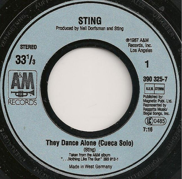Sting : They Dance Alone (7", Single, Top)