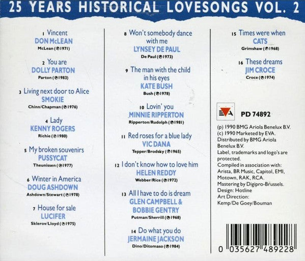 Various : 25 Years Historical LoveSongs Vol. 2 (CD, Comp)