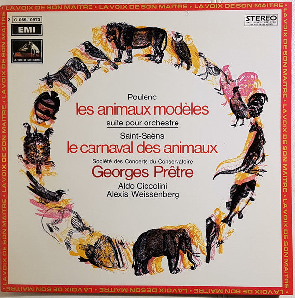 Francis Poulenc / Camille Saint-Saëns - Orchestre De La Société Des Concerts Du Conservatoire, Georges Prêtre, Aldo Ciccolini, Alexis Weissenberg : Les Animaux Modèles / Le Carnaval Des Animaux (LP, RE, Gat)