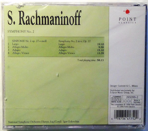 Sergei Vasilyevich Rachmaninoff, National Symphony Orchestra Olsztyn, Igor Golovschin : Symphony No.2 (CD, Album)
