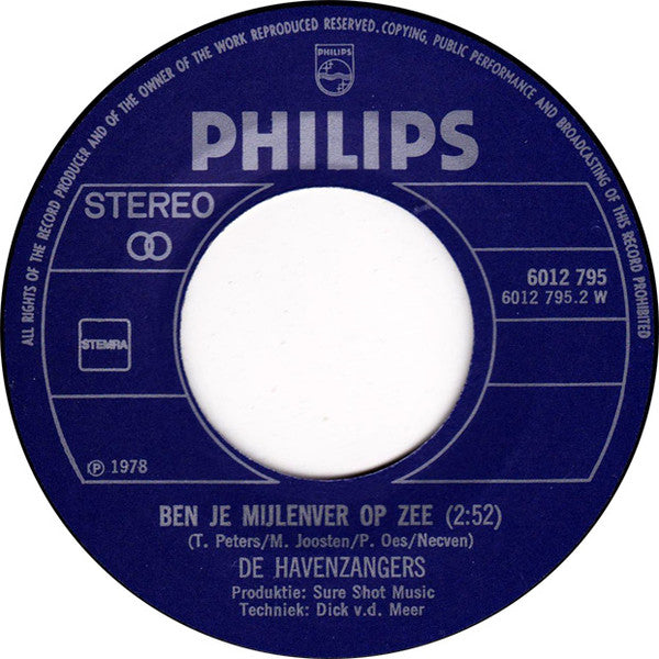 De Havenzangers : Oh Heideroosje (7", Single)