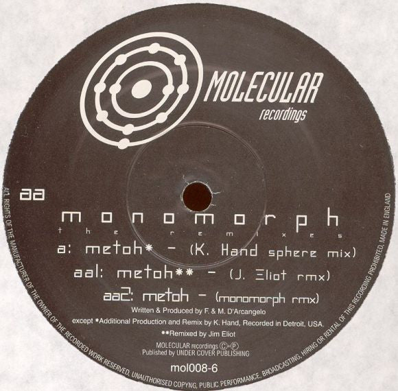 Monomorph : Metoh (The Remixes) (12")