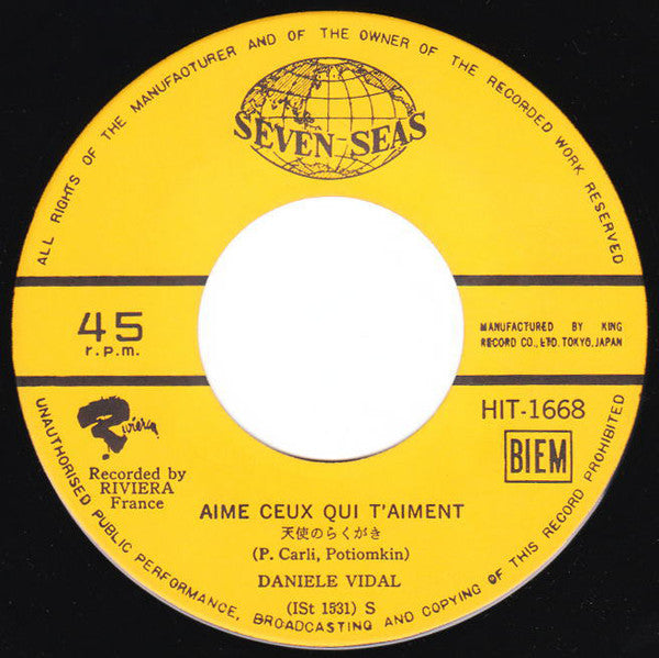 Daniele Vidal : 天使のらくがき Aime Ceux Qui T'Aiment / 恋はどこへ Ou Vont Nos Amours? (7", Single)