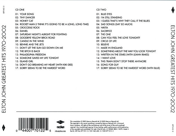 Elton John : Greatest Hits 1970-2002 (2xCD, Comp)