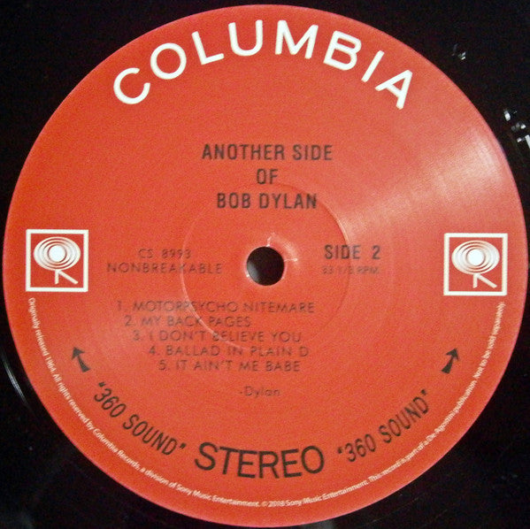 Bob Dylan : Another Side Of Bob Dylan (LP, Album, RE, 180)